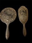 Silver Dresser vanity Set  Hand Mirror  Brush  Vintage