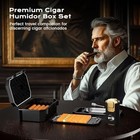 Travel Cigar Humidor Box Set With Cigar Ashtray  Cigar Torch Lighter  Built-in V