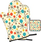 Mid Century Fifties Modern Atomic Retro Oven Mitts And Pot Holders Sets Of 3