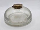 Antique Glass Desk Inkwell Brass Lid Vintage Writing Ink Well Read