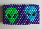 Alien Kandi Bead Cuff Bracelet  Space  Monster  Purple Blue Green  Cute Jewelry