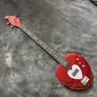 Daisy Metal Heart Red 4 Strings Bass Guitar Basswood Body Rosewood Fretboard