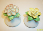 Vintage Salt   Pepper Set - Yellow Rose And Carnation   Japan  