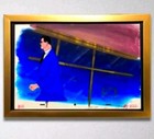 Vintage Superman Animation Cell Production Art  12 25  17 5  Blue   Gold Frame 