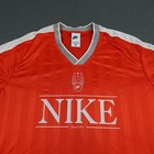 Nike Shirt Mens Medium Red V Neck Soccer Jersey Since 1972 Retro Logo Graphic