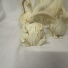 6 Long Ear 18    Bunny Rabbit Whimsical Wood Resin Sculpture Figurine Easter Set