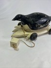 Antique Hand Carved Penguin Pull Toy Wooden Wheels