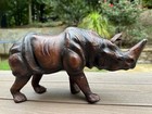 Vintage Brown Leather Rhinoceros Sculpture