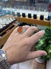 Brown Agate Mens Ring  Handmade 925 Sterling Silver Aqeeq