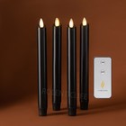 Luminara  Black Flameless Taper Candles Real Wax Moving Wick Timer 0 9 d X 9 5 h