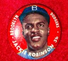 1956 Topps Baseball Pin Coin Pinback Jackie Robinson Brooklyn Dodgers Near Mint