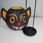 Illuminations Vampire Bat Lantern With Candle Hanger Black Glitter Vintage B