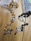 Set Of 12 X St Michael Archangel Baptism Funera Rosary Light Dark Brown Rosario