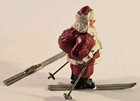 Vintage Barclay   Manoil Santa Claus On Skis Christmas Decor Lead Figure 3  Tall