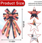 Large Led Patriotic Wreath Bows For Front Door  4th Of July Red Blue White Strip