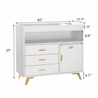 Infant Baby Changing Table 3 Drawers Open Shelf Wooden Nursery Safety Rails Belt