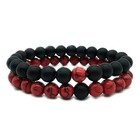 Cnlq Long Distance Bracelets For Lovers Couples Matching Gift Matte Elastic Red