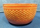 Antique Burmese Myanmar Yun Red Lacquerware Geometric Banded Design Bowl 19th C 