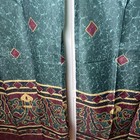 Vintage Springs Amalfi Fabric Shower Curtain Green Burgundy Diamond Ruffle Top