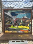 Antique Landscape Stained Glass Window Panel 1880-1920   s  30x26    As Is
