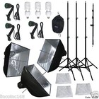 Photograpy 3 Softbox Boom Stand Continuous Lighting Kit Photo Studio Video Pheno