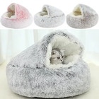 2 In 1 Plush Cat Bed Warm Cave Cushion Soft Pet House For Cats Small Dogs