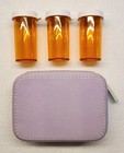 Vtg Coach Lavender   White Leather Triple Pill Box Travel Case   Bottles  8062