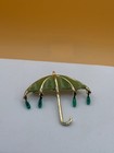 Estate Find  Vintage Coro Umbrella With Raindrops Brooch   Really Pretty