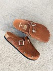 Walk With Jesus Brown Studded Clog Sandal Buckle Strap Faux Fur Us 6