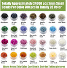 24000pcs 2mm Glass Seed Beads Kit  With 28 Colors Small Beads Kit For Girls wome