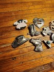 Vintage Lot Of 10 Silver Western Button Covers Scarf Clips Turquoise Horse Cow