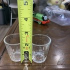 Vintage Federal Glass Set Of 2 Clear Shot Glasses Ribbed Base F Shield Logo