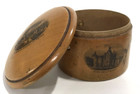 Antique Mauchline Ware Treen Sewing Spool Thread Box Dispenser Victorian Wood