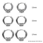 Men Women Silver Circle Beads Earrings Pierced Stainless Steel Hoop Huggie Studs
