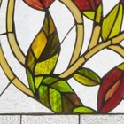 Window Panel Red Floral Vines Traditional Multicolor Stained Glass Hanging Chain