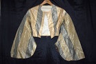 Antique 1800s 2-piece Silk Outfit Bodice   Shirt Beige W blue Stripes Handmade