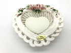 Vintage 1987 Handcrafted Valentines Heart Shaped Porcelain Candy Basket By Mann