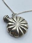 Beautiful Vintage Sterling Silver Perfume Scent Snuff Bottle Onyx Lid Necklace