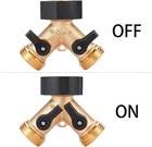 Heavy Duty Brass 2 Way Garden Tap Splitter Y Hose Splitter 3 4  Hose Connect