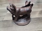 Heavy Duty Cast Iron Pig Bookends Vintage 