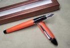 Aurora Ipsilon Fountain Pen  M Medium Nib  Satin Orange Chrome Accents