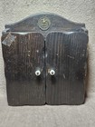 Very Nice Mcm Solid Wood Hanging Apothecary Spice Cabinet Vintage Brass Eagle 