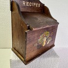 Cottagecore Mushroom Wood Recipe Box Vintage 70s Hand Painted Wall Hanging Kitch