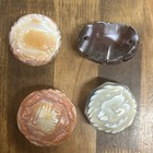 Set Of 4 Antique Tibetan Himalayan Agate Heavenly Eye Banded Dzi Bead Amulets