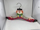 Vintage Hand Painted Wooden Clown Child Clothes Hanger Solid Wood Nursery Decor