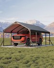 Reinforced Frame Steel Roof 12x20 Ft Metal Carport all Weather Permanent Shelter