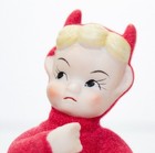 Vintage Pixie Devil Made In Japan Red Felt Porcelain Figurine Rare