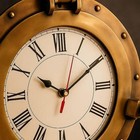 Nautical Brass Porthole Wall Clock  Vintage Maritime Roman Numeral Clock
