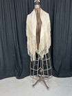  Antique Silk Shawl Ivory W ivory Embroidery 40x40 Plus 9 In  Fringe Victorian 