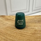 Vintage Anri Italy 1985 Wooden Thimble Teal Blue Ferrandiz Child Flowers 1 Inch